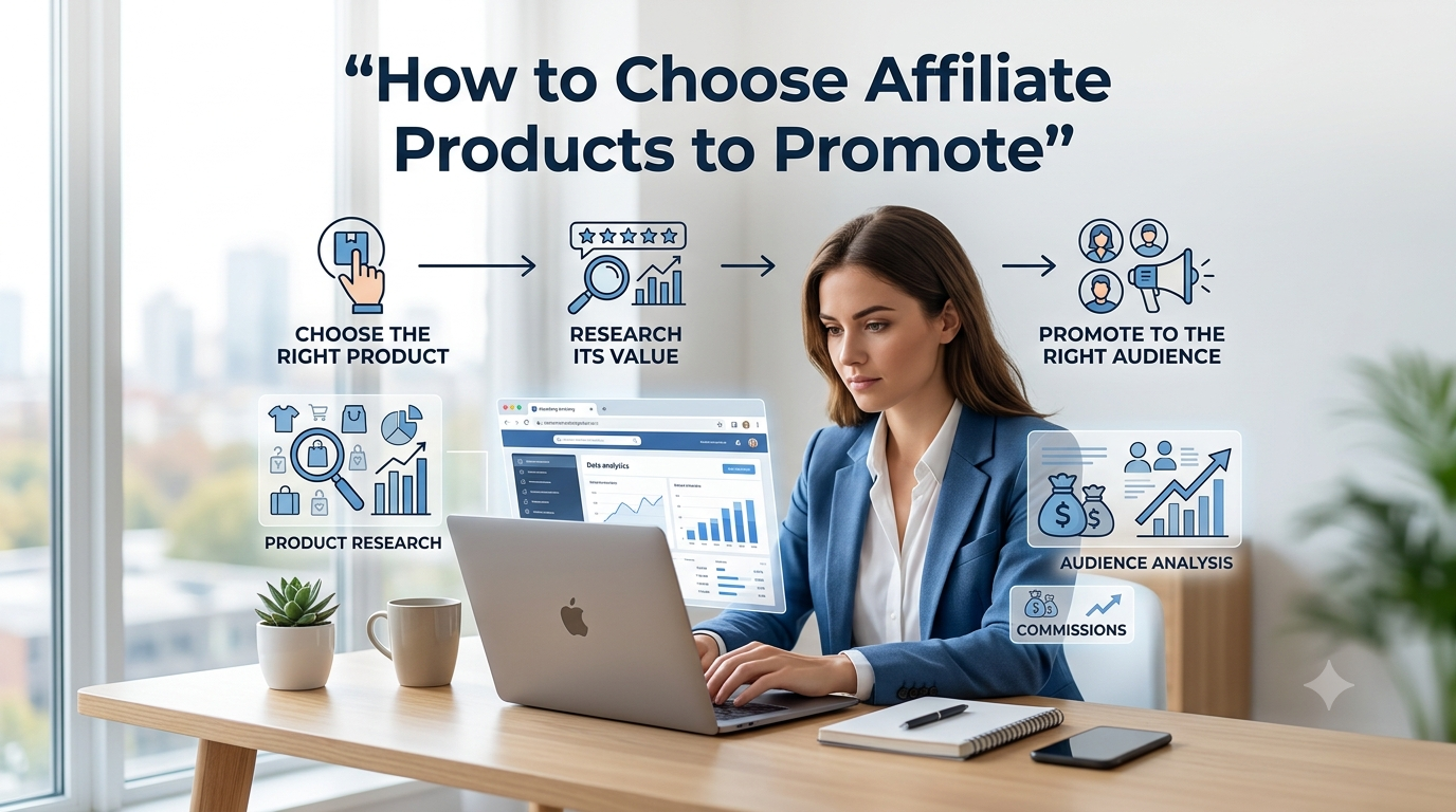 How to choose affiliate products to promote based on audience needs, product value, and affiliate marketing goals
