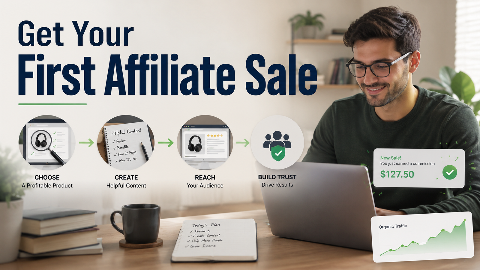 How to promote affiliate products and get your first affiliate sale through helpful content and free traffic